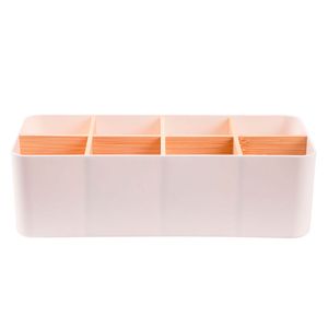 Organizador escritorio bajo 8 espacios blanco/bambú Hacks&Racks