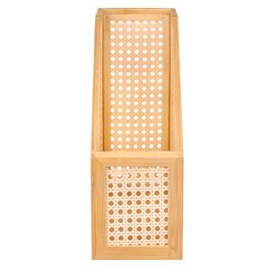Organizador carpetas bambú ratán 30x12.5x27.8cm café Hacks&Racks