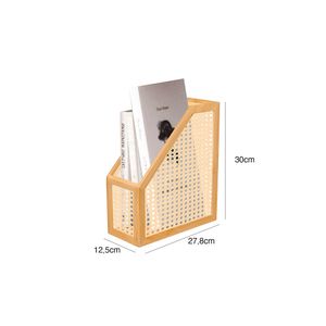Organizador carpetas bambú ratán 30x12.5x27.8cm café Hacks&Racks