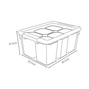 Caja organizadora plástico 15.2L cestos interior multicolor Hacks&Racks