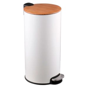 Basurero pedal metálico/bambú 27L Cotidiana