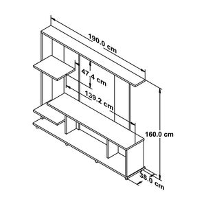 Centro de Entretenimiento para TV 55"/DVD/Equipo de Sonido de 168 x 190 x 38cm