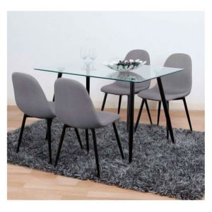 Comedor 4 sillas 120x80x75cm cleto gris/negro M+Design