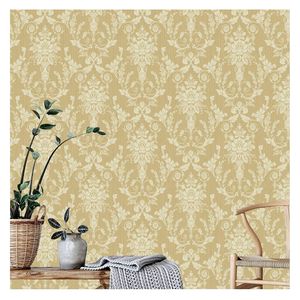 Papel tapiz pared Arabesco dorado 53cmx10m Deco Depot