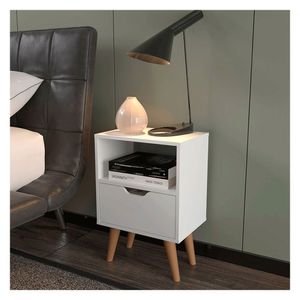 Mesa de noche 1 puerta 54x36x25.8cm Essen blanco Muebles 2020
