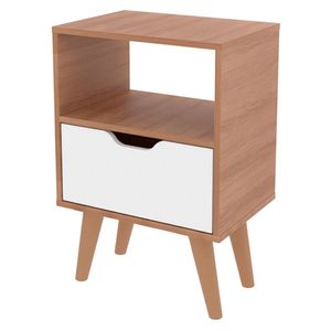 Mesa de noche 1 puerta 54x36x25.8cm Essen almendra/blanco Muebles 2020