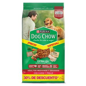 Comida concentrada perros adultos medianos/grandes carne y pollo x2kg Dog Chow