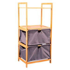 Estante organizador 2 repisas 2 cajones bambú/gris Cotidiana