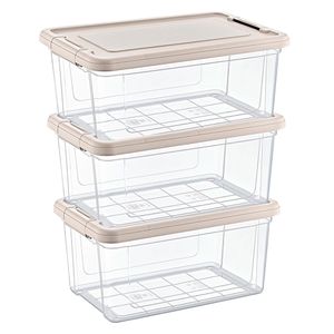 Caja organizadora 5L transparente/arena x3piezas Cotidiana