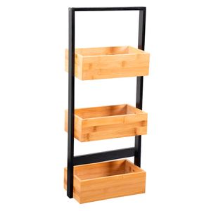 Repisa baño 3 niveles bambú/negro Cotidiana