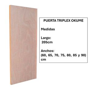 Puerta madera Triplex Okume 85x205cm natural Maxhaus
