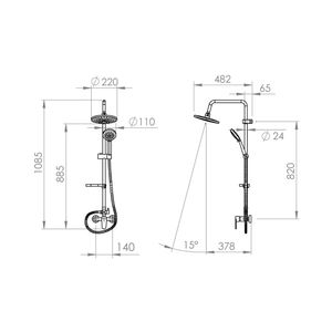 Columna de ducha Stella cromo 6" Stretto