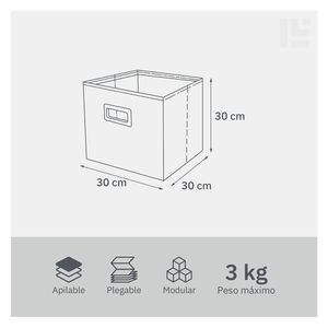 Canasto plegable alto textil grafito 30x30x30cm Hacks&Racks