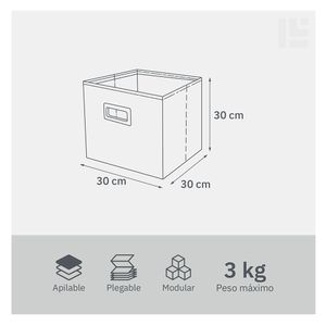 Canasto plegable alto textil arena 30x30x30cm Hacks&Racks