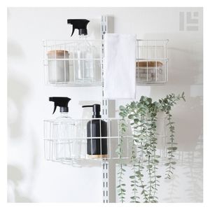 Canasto metal riel bajo blanco 13x43.5x7cm Hacks&Racks