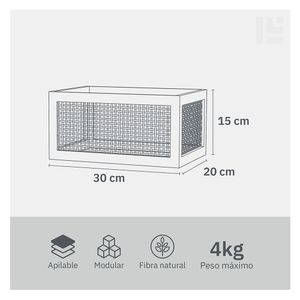 Canasto rígido alto blanco/madera S 15x30x20cm Hacks&Racks