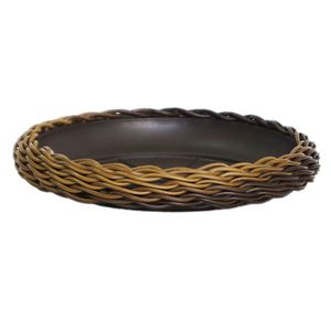 Plato tejido fibra natural 23 cm café Fercon