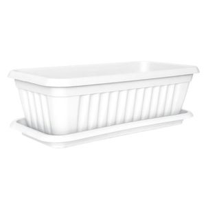 Jardinera + bandeja 12x35x15 cm Venezia blanco Fercon