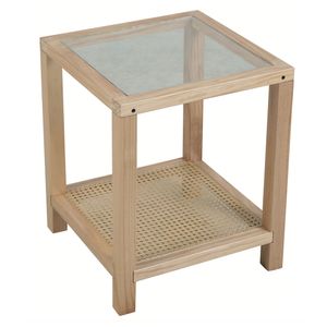 Mesa lateral Darlo vidrio/natural 48x40x40 cm M+Design