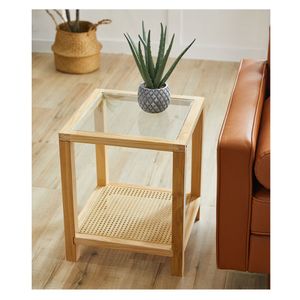 Mesa lateral Darlo vidrio/natural 48x40x40 cm M+Design